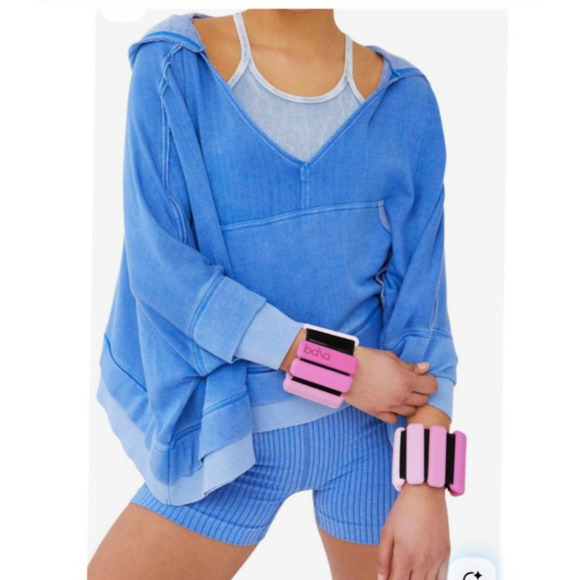 FP Movement Blue XS Layered Hem Hoodie  V-Neck Oversized Cropped Sweatshirt0 - Picture 10 of 10